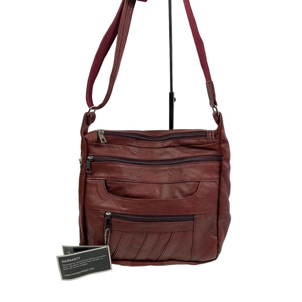Leather Crossbody Bag in Deep Burgundy - Women's Shoulder Bag
